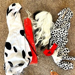 Cruella devil costume items set